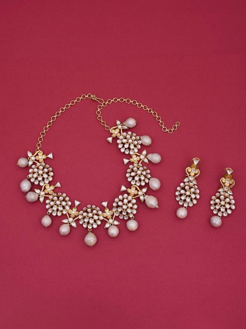 

Tistabene Gold-Plated Kundan Polki & Pearls Necklace Set