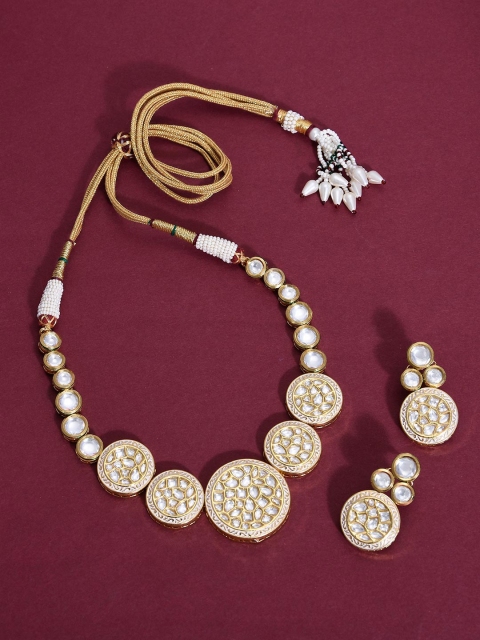 

Tistabene Woman Gold Polki Cluster Round Designer Necklace Set