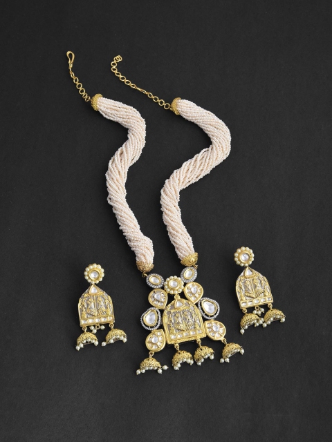 

Tistabene Gold Toned Antique Finish Pearl and Kundan Necklace Set