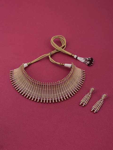 

Tistabene Red & White American Diamonds Studded Jewellery Set
