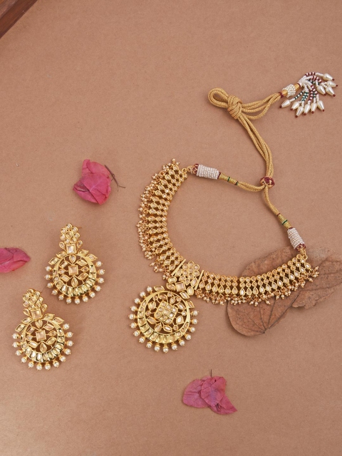 

Tistabene Gold Toned Traditional Gold Plated Designer Necklace Set