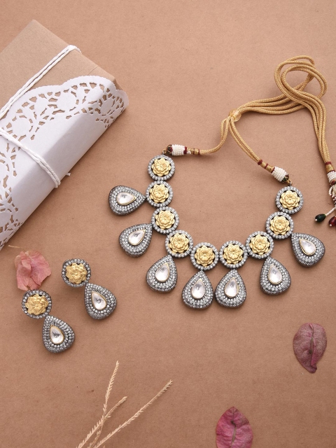 

Tistabene Women White & Gold-Toned Handcrafted Traditional Necklace Set