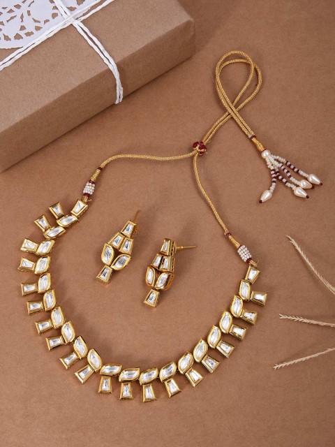 

Tistabene White Traditional Kundan Meena Designer Necklace Set
