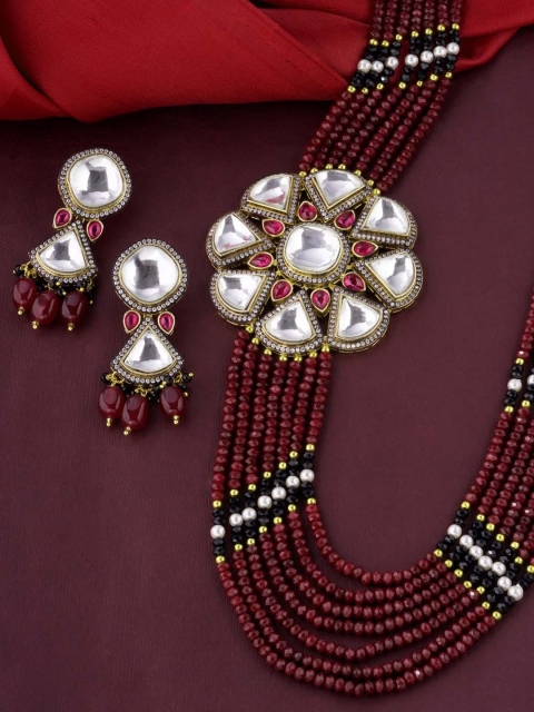 

Tistabene Woman Red Beaded Traditional Designer Necklace Set