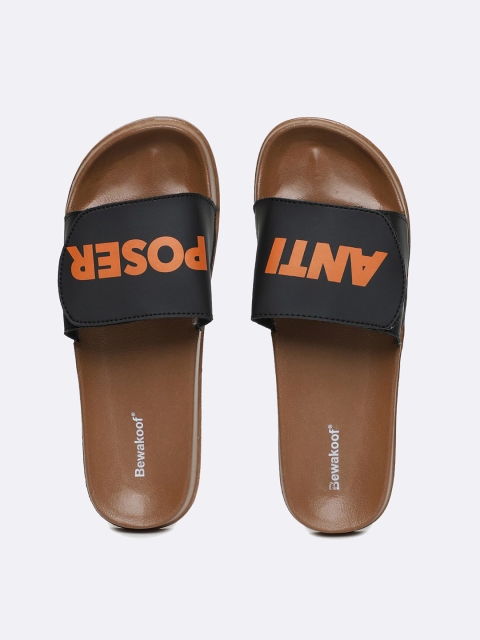 

Bewakoof Women Brown & Black Printed Rubber Sliders