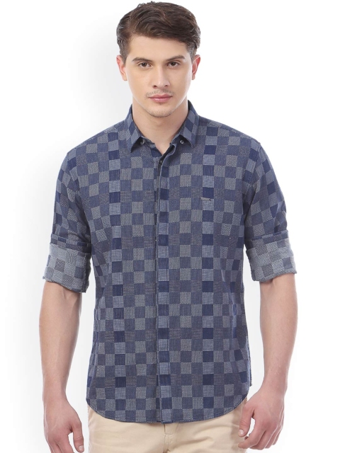 

V Dot by Van Heusen Men Navy Blue Slim Fit Printed Casual Shirt