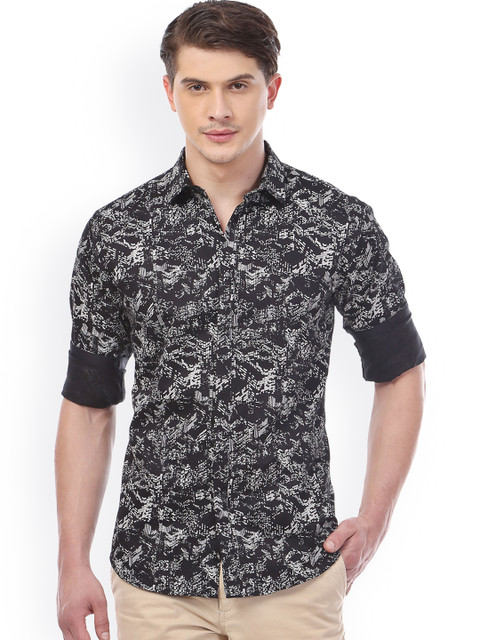 

V Dot by Van Heusen Men Black Slim Fit Printed Casual Shirt