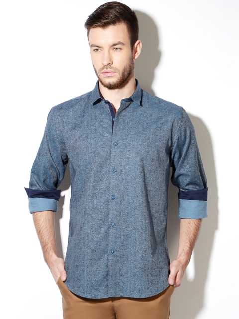 

V Dot by Van Heusen Men Blue Slim Fit Self-Design Casual Shirt