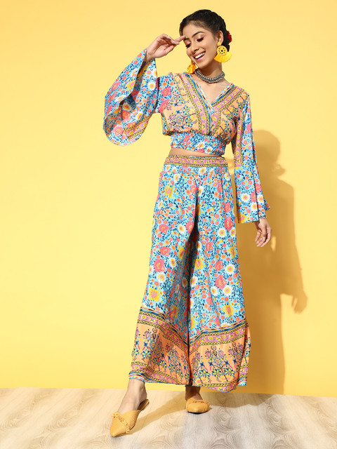 

DIVYANK Women Stunning Blue Printed Top with Palazzos