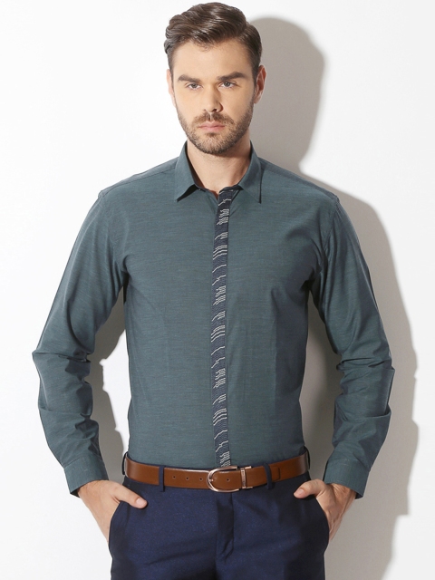 

V Dot by Van Heusen Men Green Slim Fit Solid Party Shirt
