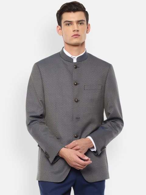

Louis Philippe Men Grey Printed Two Piece Suit