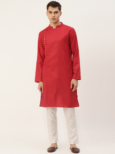 

Molly & Michel Men Red Solid Straight Kurta