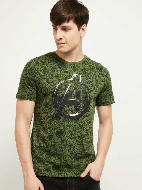 

max Men Green Avengers Logo Printed T-shirt