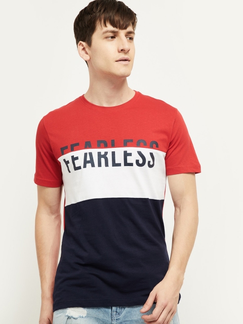 

max Men Red Colourblocked T-shirt