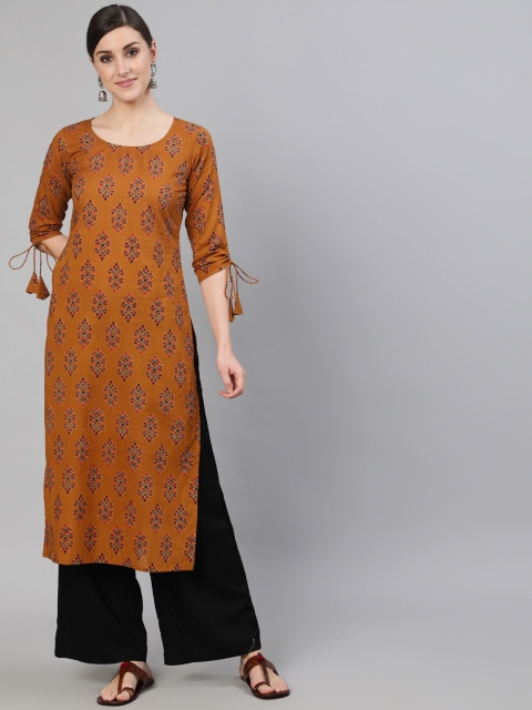 

Nayo Women Mustard Quirky Printed Kurta