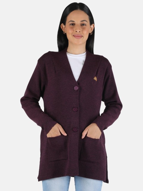 

Monte Carlo Women Maroon Pure Wool Cardigan