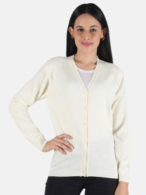 

Monte Carlo Women Cream-Coloured Solid Wool Cardigan
