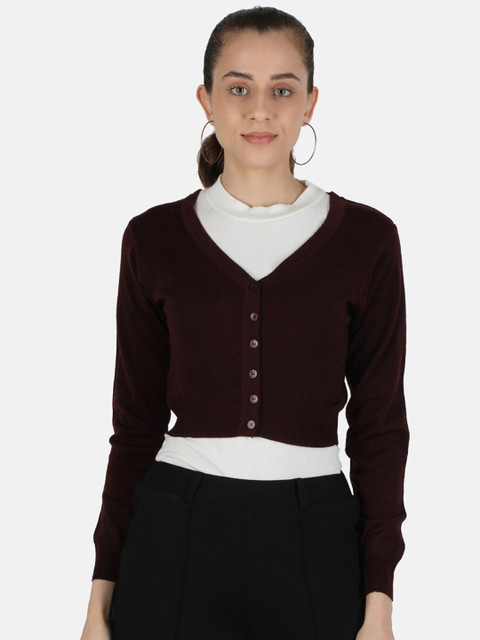 

Monte Carlo Women Maroon Wool Cardigan