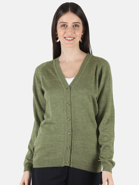 

Monte Carlo Women Olive Green Wool Cardigan