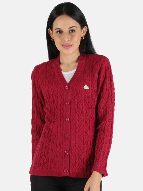 

Monte Carlo Women Purple Cable Knit Wool Cardigan