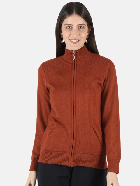 

Monte Carlo Women Rust Orange Front-Open Sweater