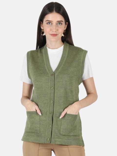

Monte Carlo Women Olive Solid Wool Cardigan