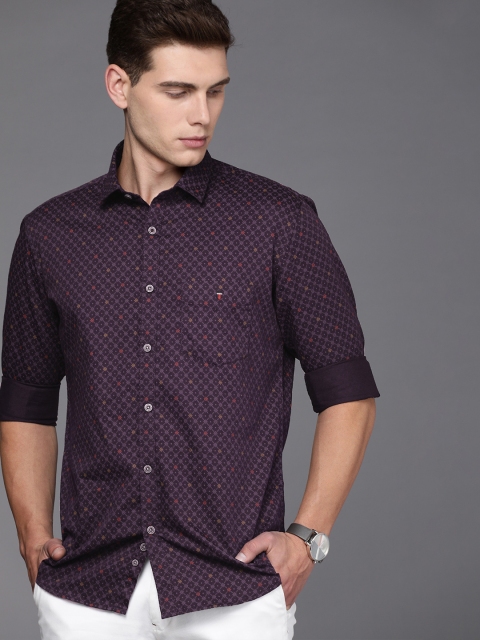 

Louis Philippe Sport Men Purple Printed Slim Fit Pure Cotton Casual Shirt