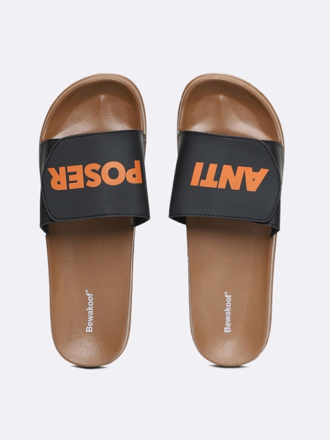 

Bewakoof Men Brown & Black Printed Rubber Sliders