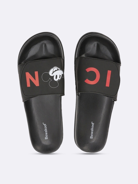 

Bewakoof Men Red & Black Printed Rubber Sliders