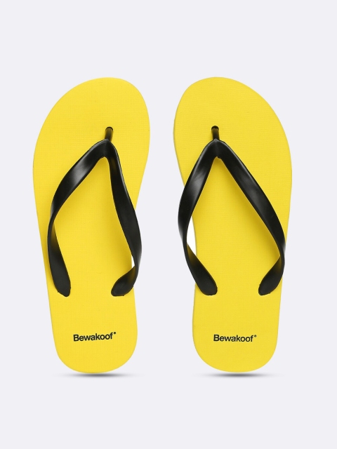 

Bewakoof Men Yellow & Black Rubber Thong Flip-Flops