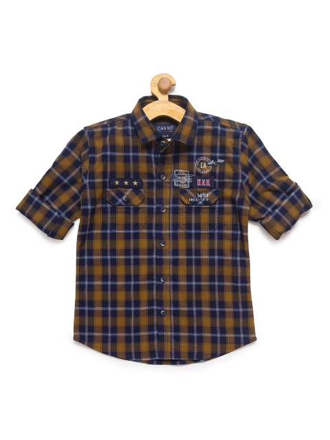 

CAVIO Boys Yellow Premium Checked Casual Shirt