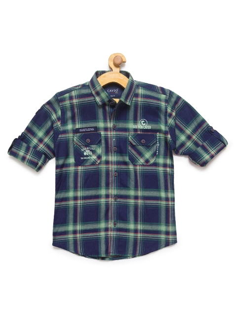 

CAVIO Boys Green Premium Tartan Checks Checked Casual Shirt