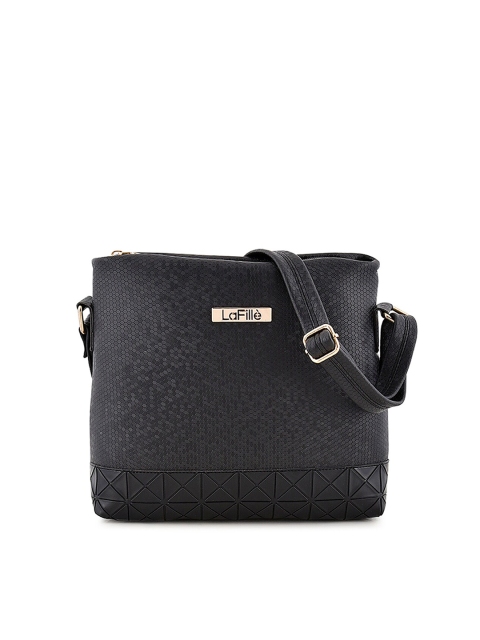 

LaFille Women Black Textured Hand Bag