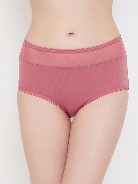 

Clovia Women Pink Solid Cotton Hipster Brief