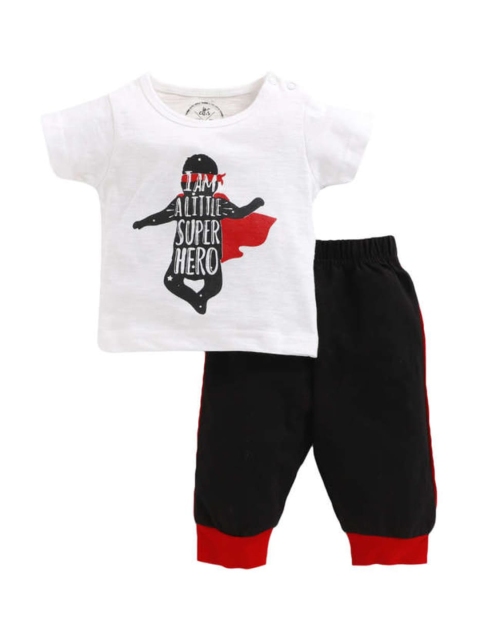 

Clt s Unisex Kids Black & White Printed Night suit