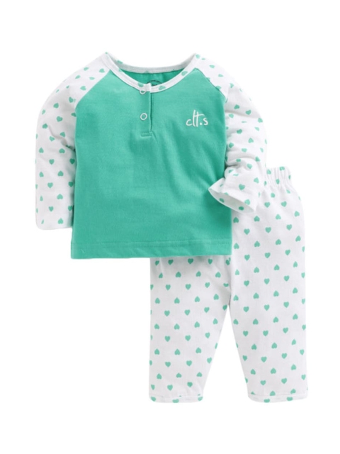 

Clt s Unisex Kids Teal Printed Night suit