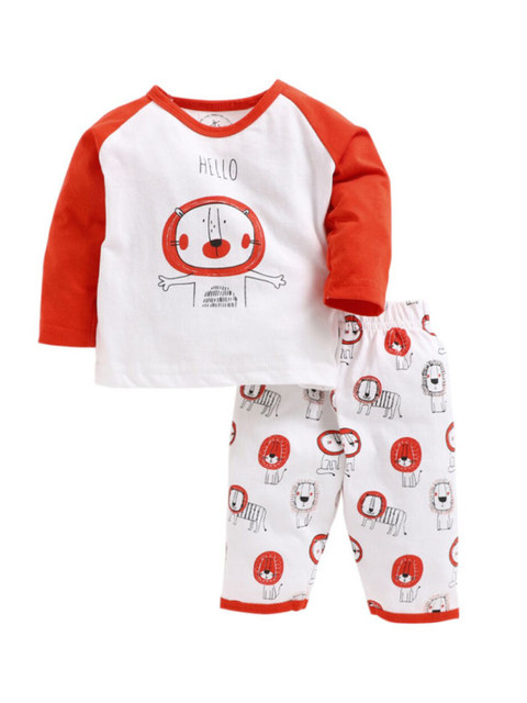 

Clt s Unisex Kids Orange & White Printed Night suit