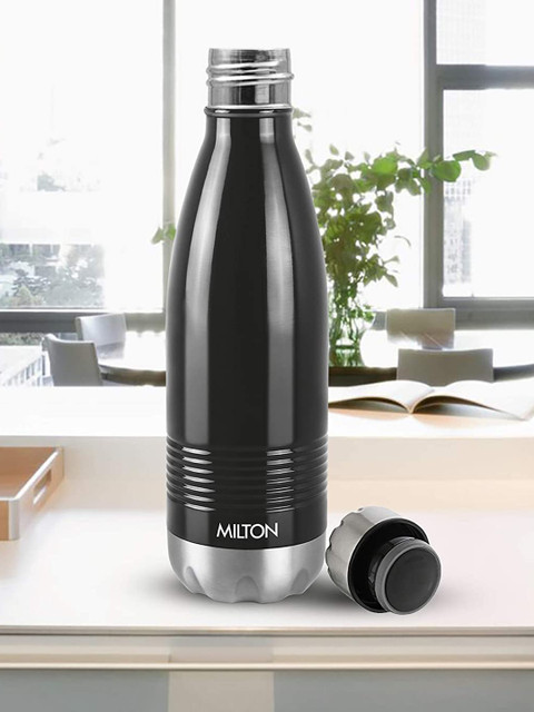 

Milton Black Solid Duo DLX-350 Thermosteel Hot and Cold Vacuum Insulated Water Bottle 350 Ml