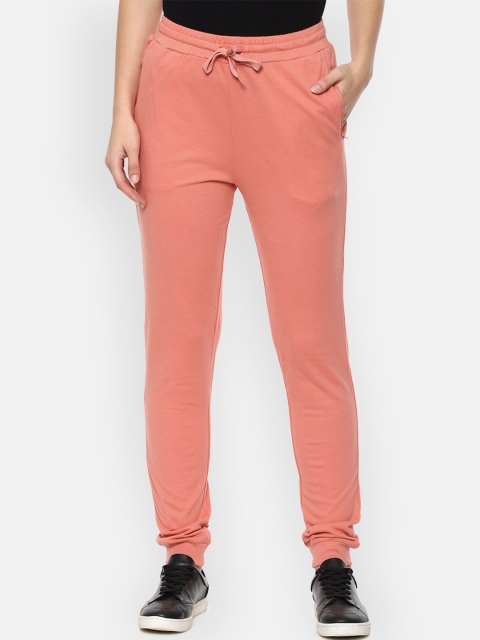 

Van Heusen Woman Peach-Coloured Solid Pure Cotton Joggers