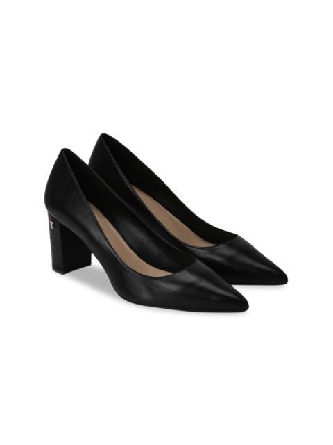 

Ted Baker Black Solid Leather Block Pumps