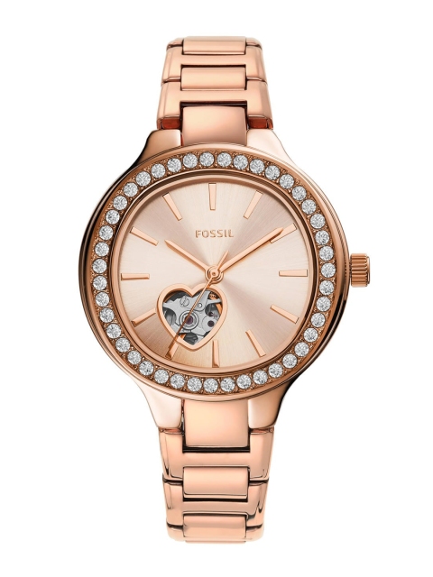 

Fossil Women Rose Gold-Toned Embellished Dial & Stainless Steel Watch