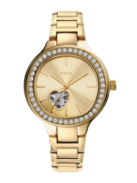 

Fossil Women Gold-Toned Embellished Dial Stainless Steel Analogue Watch BQ3724