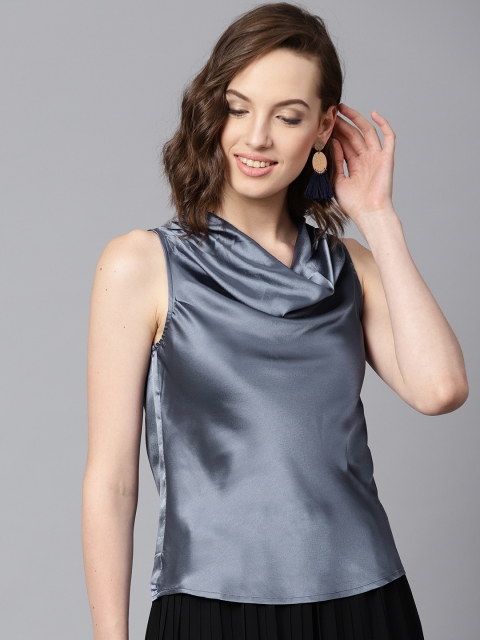 

SASSAFRAS Women Grey Satin Top