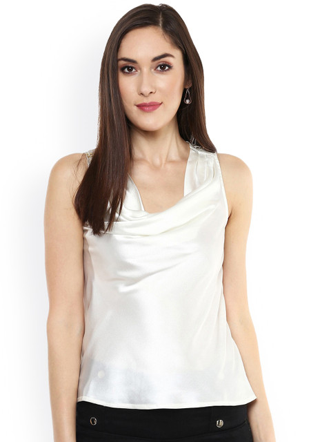 

SASSAFRAS Women Off-White Satin Top