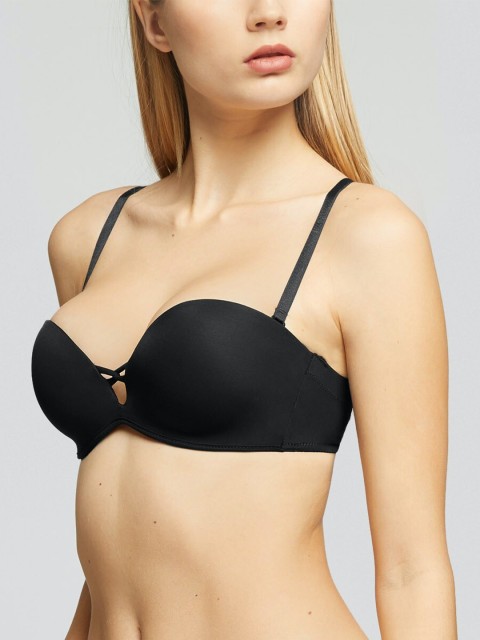 

YAMAMAY Black Solid Underwired Heavily Padded Bra