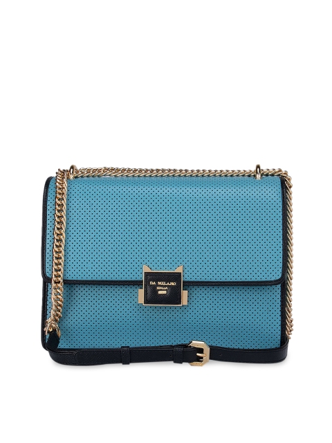 

Da Milano Blue Textured Leather Structured Sling Bag