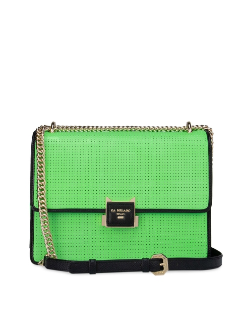 

Da Milano Green Textured Leather Structured Sling Bag