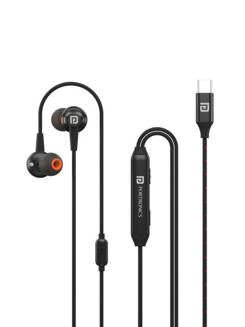 

Portronics Black Solid In-Ear Wired Earphones With Mic