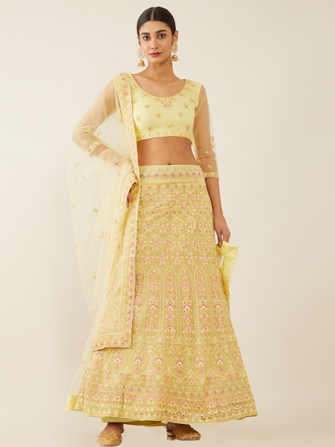 

Soch Yellow Embroidered Sequinned Unstitched Lehenga & Blouse With Dupatta