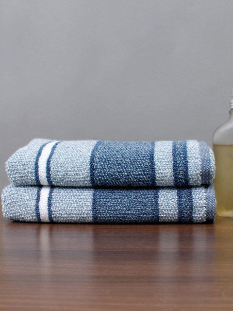 

AVI Living Blue Pack of 2 Colourblocked 500 GSM Hand Towel